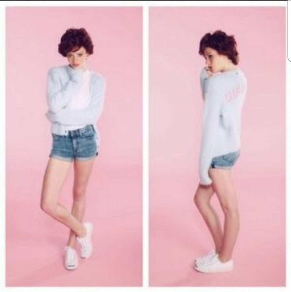 Wildfox Fun Fox Baby Blue Embroidered Cardigan M - Picture 2 of 8